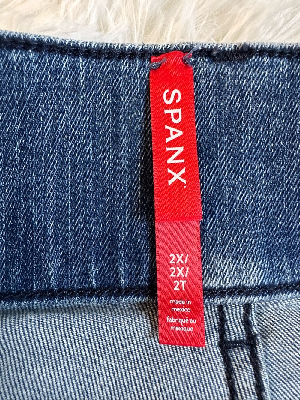 SPANX Blue Wide-Leg Cropped Jeans High Rise  pull on Denim 2X Casual - Picture 4 of 11